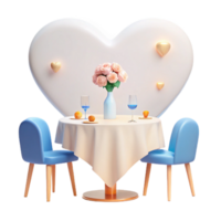 Romantic Dinner Table Setting with Heart-Shaped Background png