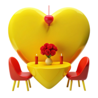 Romantic Dinner Setting with Heart-Shaped Background png