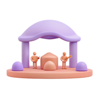3D Render of a Music Stage with Two Figures Playing Instruments png