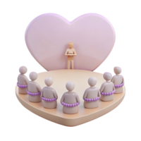 3D Render of a Group of People Listening to a Speaker in a Heart-Shaped Room png