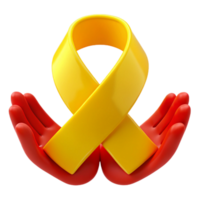 Supporting a Cause Yellow Ribbon in Open Hands png