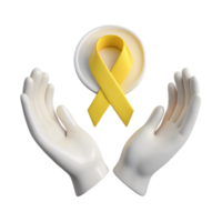 3D Render of Hands Holding Yellow Ribbon png