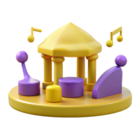 3D Render of a Colorful Music Stage with a Canopy png