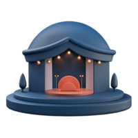 3D Render of a Blue Stage with Lights and Trees png