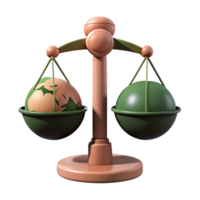 Scales of Justice Balancing Green and Brown Globes png