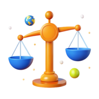 3D Render of a Justice Scale with Globe png