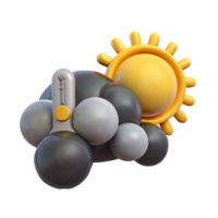 3D Weather Icon Cloudy with Sun and Thermometer png
