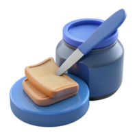 3D Render of Toast and a Jar of Spread png