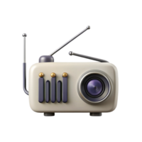 Vintage Radio Icon with Antenna and Dial png