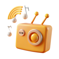 Retro Radio with Music Notes and Wifi Signal png