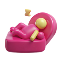 3D Render of a Sleeping Person on a Pink Sofa png