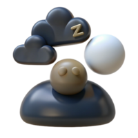 3D Render of a Person Sleeping Under a Cloud png