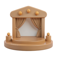 3D Render of a Stage with Curtains and Circular Platform png