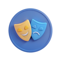 3D Rendered Happy and Sad Masks in a Circle png