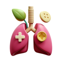 3D Illustration of Lungs with Game Controller Buttons and a Sprouting Leaf png