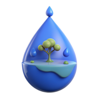 3D Render of a Water Drop with a Tree Inside png
