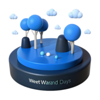 3D Render of a Scene with Blue Trees, Clouds, Rocks, and a Blue Platform png