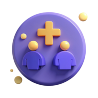 3D Rendered Icon Two People with a Plus Sign png