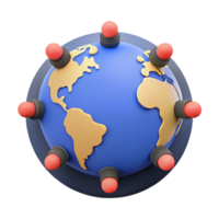 Global Network Connections A 3D Rendering of Earth with Network Hubs png
