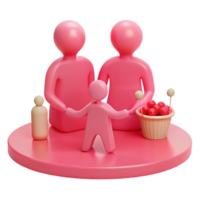 Family of Four 3D Render Illustration with Basket png