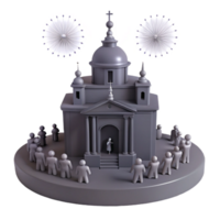 3D Rendering of a Church with a Figure Standing in Front png