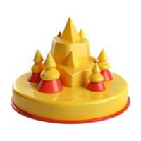 3D Yellow and Red Geometric Shapes on a Circular Platform png