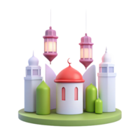 3D Illustration of a Mosque with Lanterns png