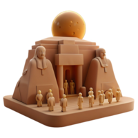 3D Render of a Sandcastle with Figures and a Sphere png