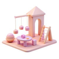 3D Rendered Playset with Ladder, Table, and Swings png