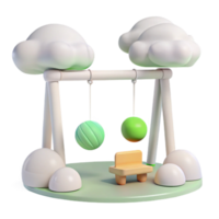 3D Render of a Playground with a Swing Set and Bench png