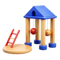 3D Render of a Playset with a Ladder, Swinging Balls, and a Platform png