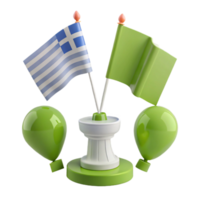 3D Render of Flags on a Stand with Balloons png