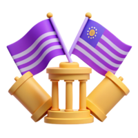 3D Render of Two Flags on a Monument png