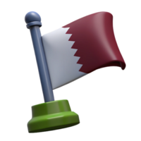 3D Render of a Flag with a White and Red Color Scheme Waving on a Pole with a Green Base png