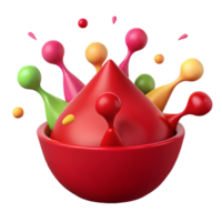 Abstract 3D Colorful Liquid Splashes in a Bowl png