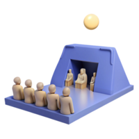 3D Render of People Gazing at a Structure with a Sphere Above png