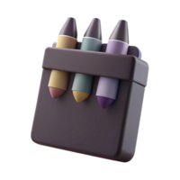 3D Render of Crayons in a Case png