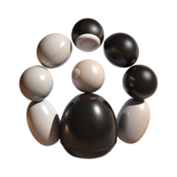 Abstract 3D Render of Black and White Spheres Forming a Circular Pattern png