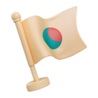 3D Render of a Waving Flag with a Red and Teal Circle Design png