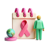 Calendar with Pink Ribbon and Globe Awareness Symbol png