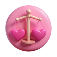 3D Render of a Scale with Two Pink Hearts png