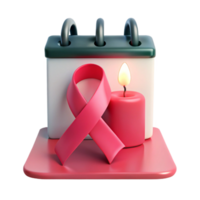 Calendar with Pink Ribbon and Candle Awareness and Remembrance png