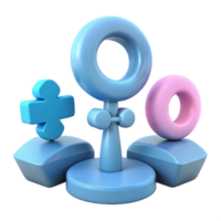 3D Rendered Gender Symbols on Platforms png
