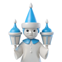 Smiling 3D Cartoon Character Holding Lanterns png