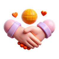 Global Unity and Connection Handshake with Heart Symbolism png