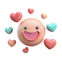 Smiling Emoji Surrounded by Hearts png