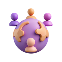 3D Illustration of People Around Globe, Teamwork, Unity, Global Connection png
