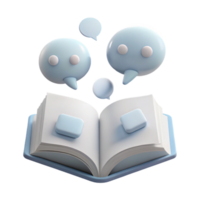 Open Book with Speech Bubbles, Reading and Conversation png
