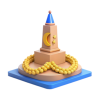 3d render do uma monumento com uma crescente lua e estrelas png