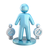 3D Render of a Person Standing on a Platform with Two Smaller Figures on Either Side png